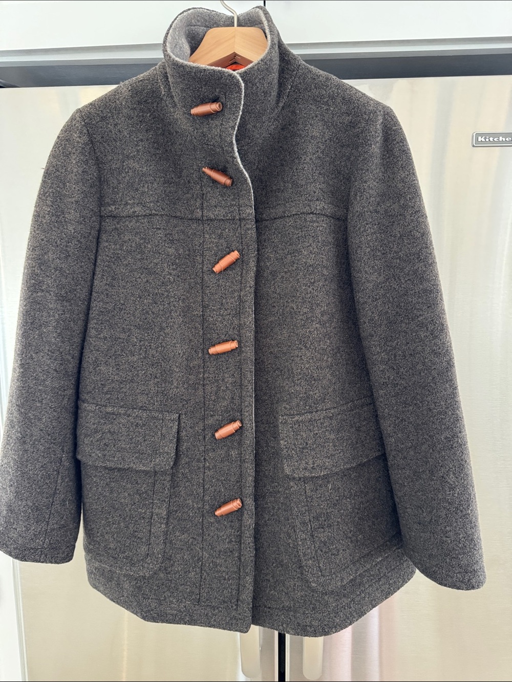 Vintage Peter Unutzer Women's Gray Wool Toggle Coat - M
